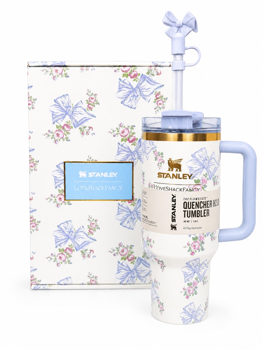 NWT Stanley x LOVESHACKFANCY 40 oz Quencher Tumbler - Floral Blue & White